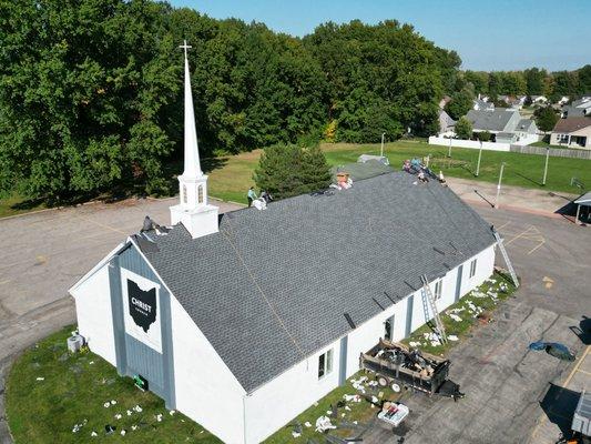 Christ Church With the GAF UHDZ Pewter Gray Roof Replacement in Elyria Ohio