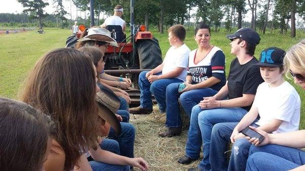 Tractor drawn hay ride