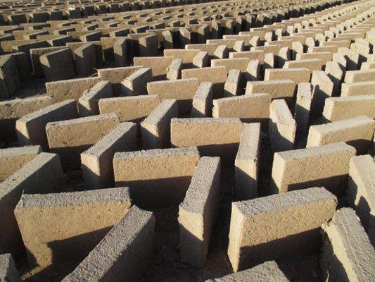 Adobe blocks drying in the production field