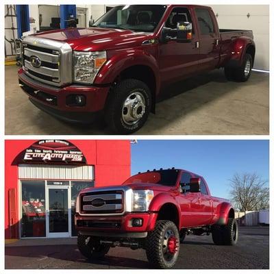 2016 F-350 before/after being Elite Built