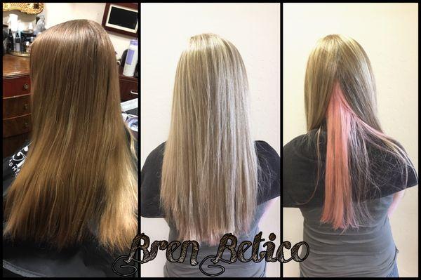 Highlights with peakaboo pink