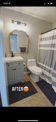 Guest Bathroom After Shot Paint used: Sherwin Williams Agreeable Gray