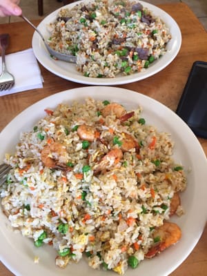 Beef fried rice and shrimp fried rice