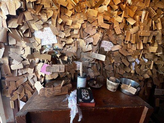 Inside prayer shed