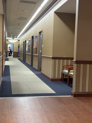 Long hallway from the large waiting area to x-ray and treatment rooms