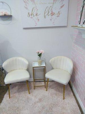 Sit down in our beautiful sitting area to try on the cutest shoes, or relax and chat for awhile!