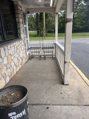 Carts outside next to smoking area