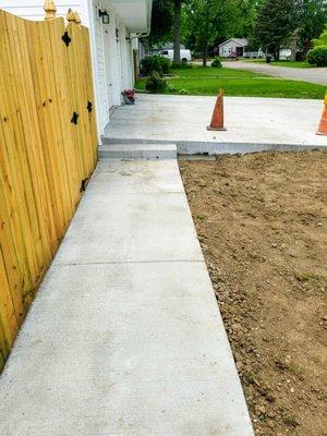 Sidewalk and driveway