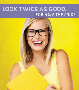 Buy one pair of glasses at regular price, get second pair same day and prescription for 50% Off.