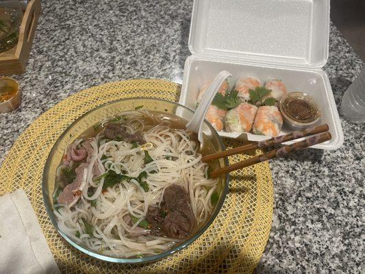 S6. Beef Pho and A2. Fresh Summer Roll