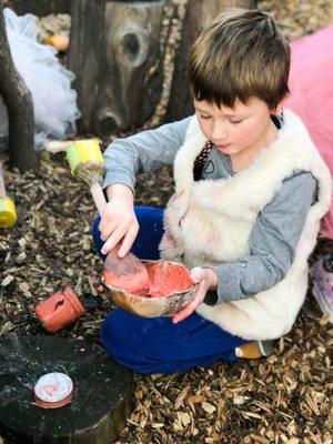 Playing in our 'Native American Village' in the afternoon