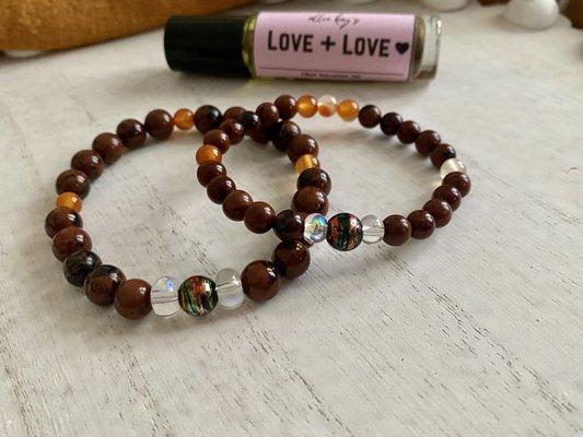 Mahogany Obsidian and Carnelian Bracelet