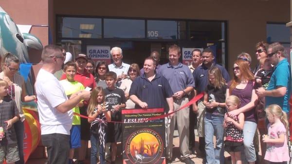 Pinal County Chamber of Commerce Ribbon Cutting with Leslie's Swimming Pools Store Manager Alex in San Tan Valley Arizona