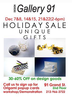 Holiday sale on unique Japanese DIY toys, gifts and stationery! Fri & Sat 2-6pm. Weekdays-call ahead to make sure we are open 212-966-3722