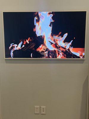 Custom installation for 55" Samsung Frame TV with recessed "one connect box"