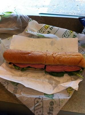 Foot long cold cut combo for lunch.