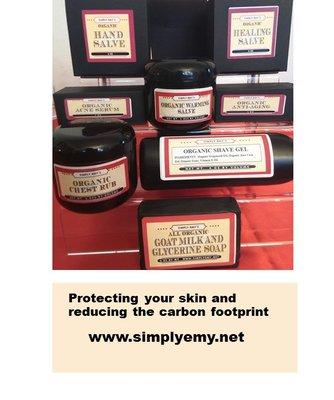 We sell a variety of proprietary organic skin care products.