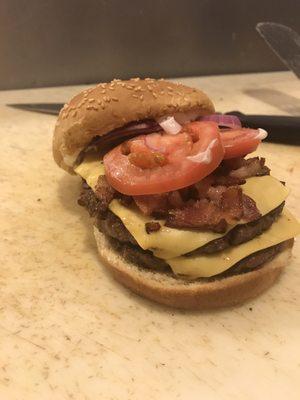 Authentic double cheeseburger