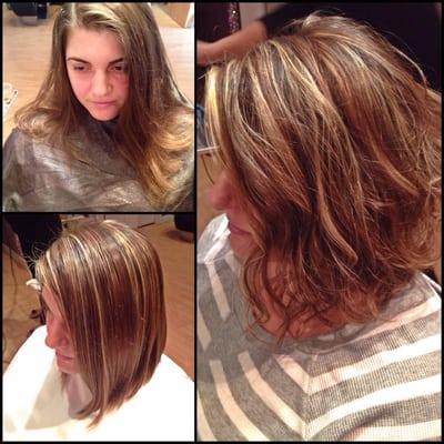 From long dull colored hair, to short w/ copper & blonde highlights! Call us to make an appointment for all your beauty needs