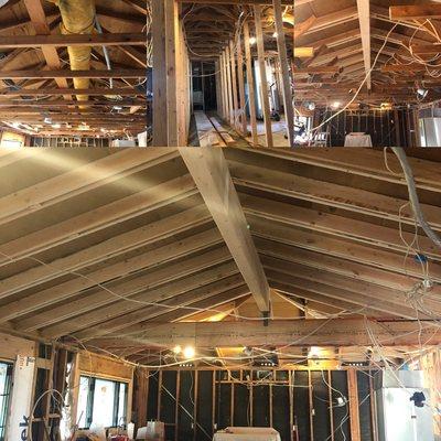 Truss roof converted to vaulted ceiling