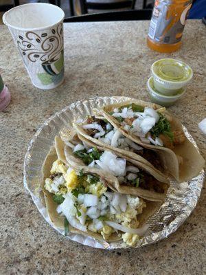 Breakfast Taco, Chicken Fajita Taco, Fajita a la Mexicana Taco