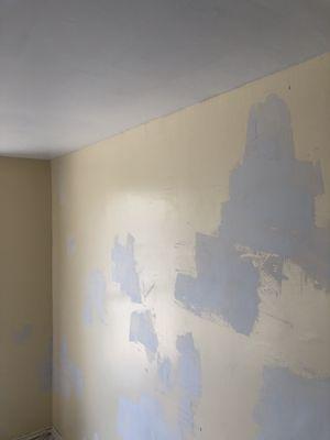 We patched the wall before painting.