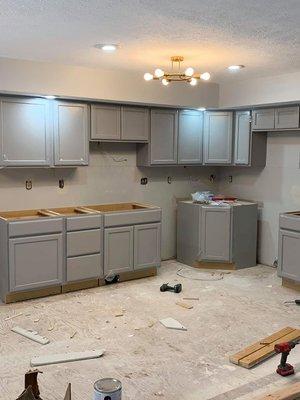 We installed all of these cabinets for this brand new kitchen.