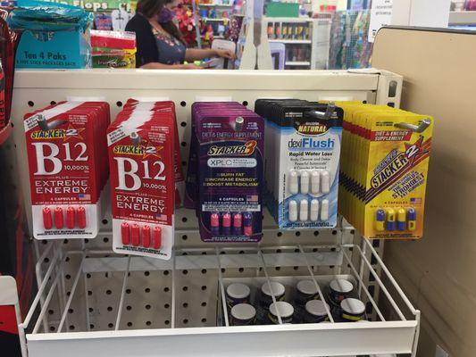 Energy and Vitamin supplements located by the register.