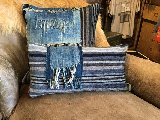 Custom handmade indigo pillows