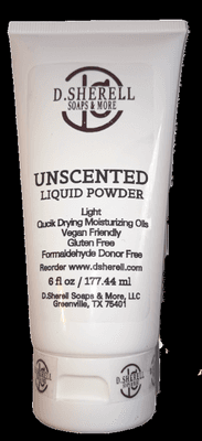 Liquid body powder goes on like lotion, but dries like powder.