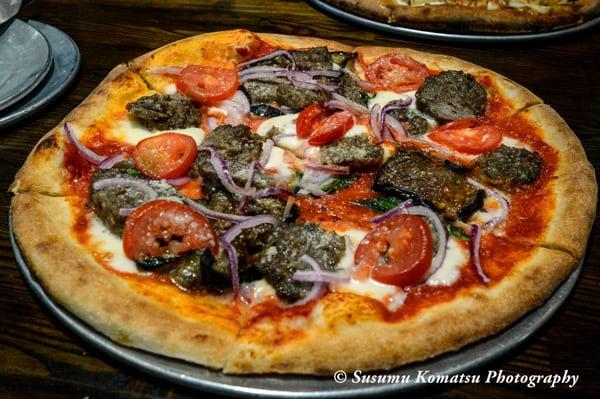 5 BOROUGHS: San Marzano Tomato, Meatball , Eggplant, Fresh Mozzarella, Red Onion, Tomatoes, Basil