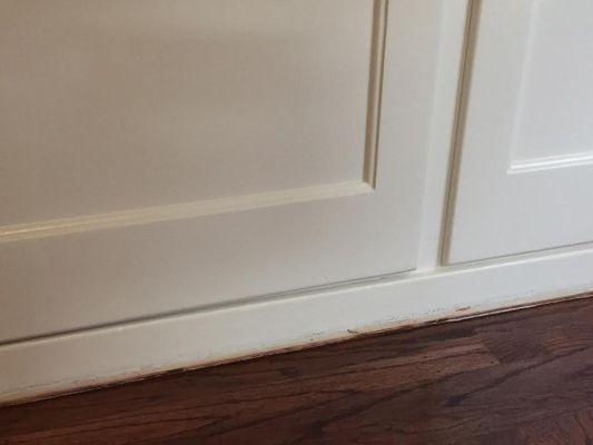 Damaged and destroyed original baseboard in 2nd bedroom (my son’s bedroom).  2nd bedroom baseboards are original & had just been completely