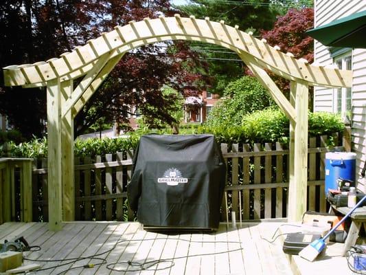 Hand cut & built arbor in Newton, PA.