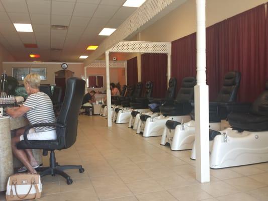 Lots of very comfy massage chairs