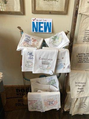 Locally made needlepoint tea towels