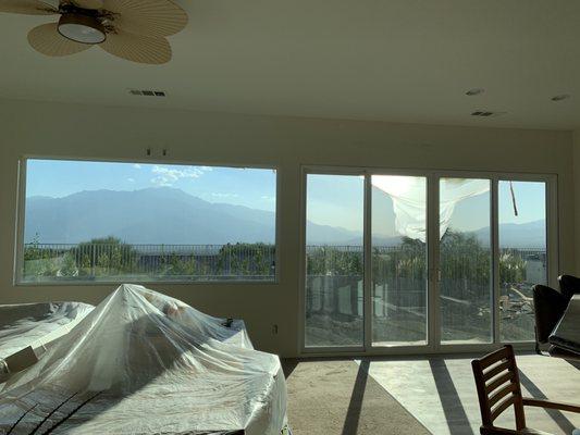 New patio doors with extra stationary panels and new view window.