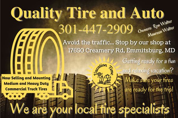 Quality Tire and Auto in Emmitsburg, Maryland - We are your local tire specialists