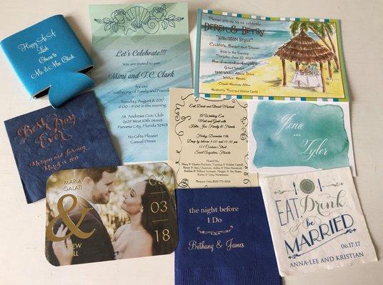 Custom Save the Dates,Wedding Invitations, Thank You notes and napkins