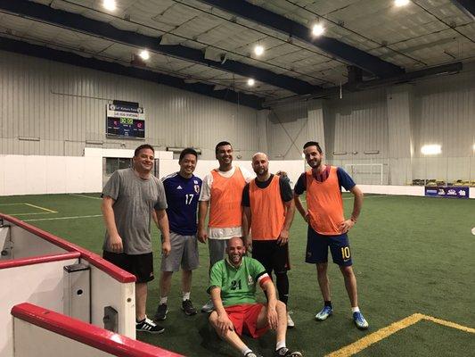 Late night soccer with the boys .