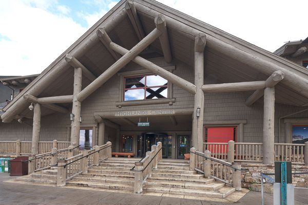 Front entrance to the Maroon Bells Basecamp, bus ticket purchases and Four Mountain Sports - Aspen Highlands.