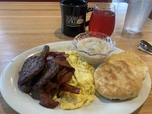 Homestead Platter with coffee and a cranberry mimosa