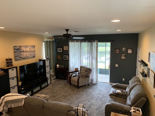 Family room with accent wall