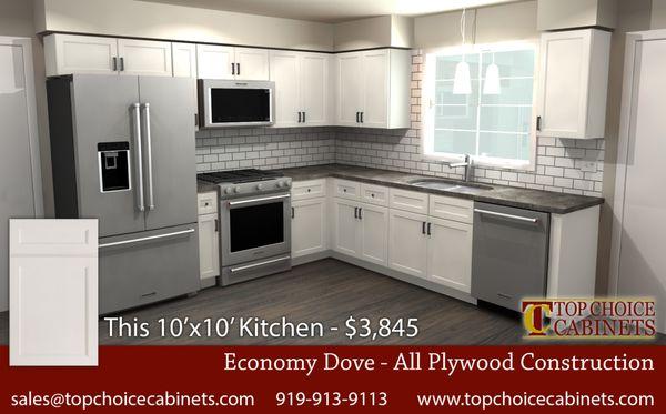 10x10 Pricing for Economy Dove Cabinets