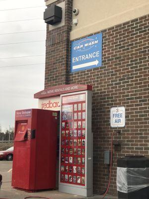 Free air next to the Redbox! Kinda a bad spot for it, but thankful they have it for the customers.