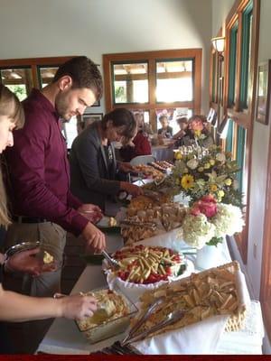 Guests at the Marlene Adams memorial event had hummus, vegetables, wrap sandwiches, great cheeses and desserts at Deering Estate