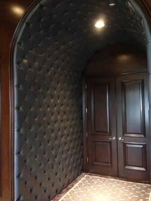 A true work of art- Custom upholstered seamless diamond tufted arch entry