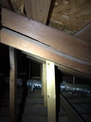 Split rafters need immediate attention.