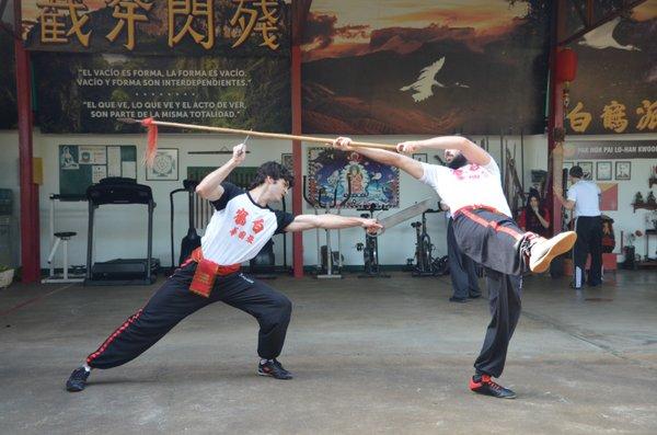 Double Short Swords attack against Chinese Spear