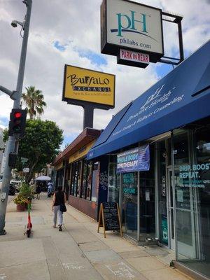 Store sign from the sidewalk