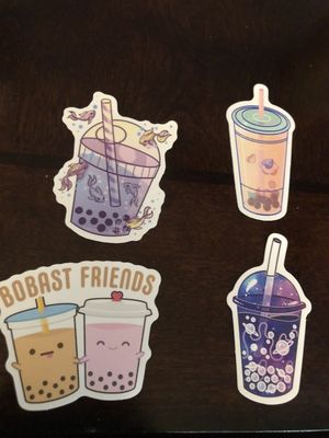 Cute boba stickers :)) (forgot to take pics of the mochi donuts and the boba lol)